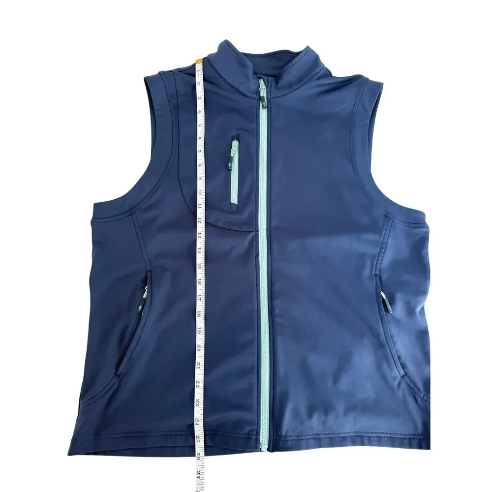 Saltwater Clothing Co Beach to Boat Vest Navy Full Zip Performance Men's L